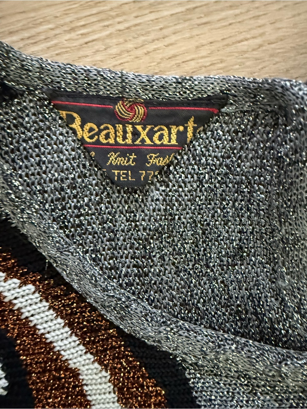 Beauxart Vintage 80s Peacock Metallic Rhinestone Sweater XL - Picture 5 of 8